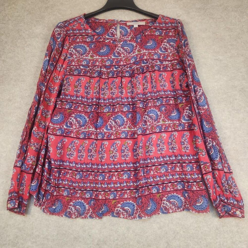 Ann Taylor Loft Women's Boho Style Blouse Size Large  Colquette Retro Hippie